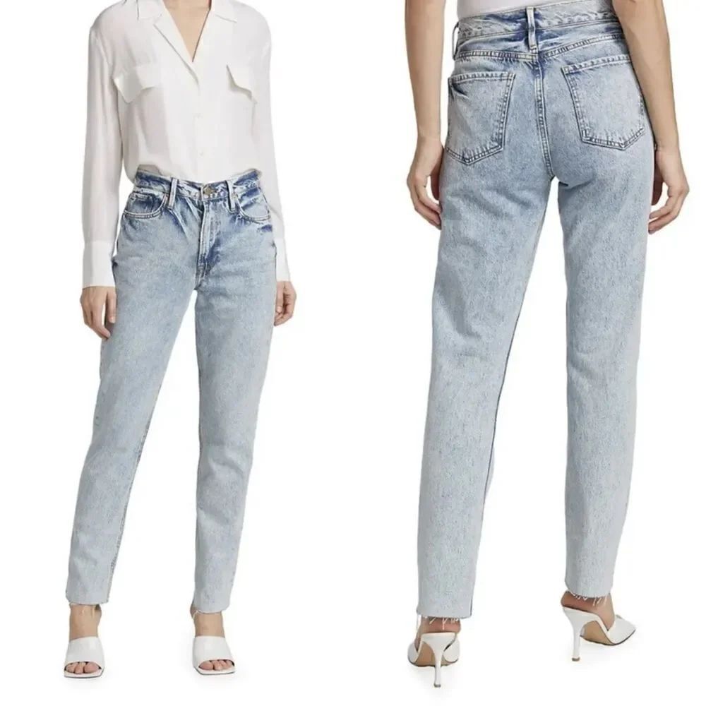 Frame Le Piper Blue Jeans Straight Leg High Rise Light Wash Size 27